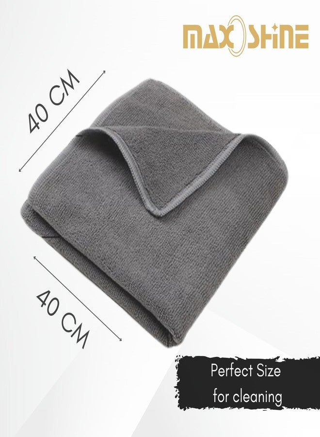 MAXOSHINE 350 GSM Microfiber Hand Towel-Multipurpose Cleaning Cloth for Glasswares Car Bike Cleaning-Highly Absorbent Lint and Streak Free Microfiber Cloth-40x40 cm (Pack of 4, Grey) - Image 5
